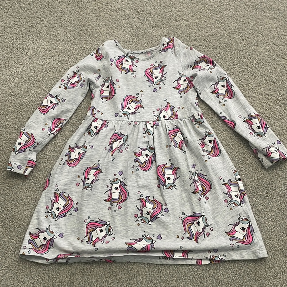 H&M Girls Long Sleeve Unicorn Dress 5T